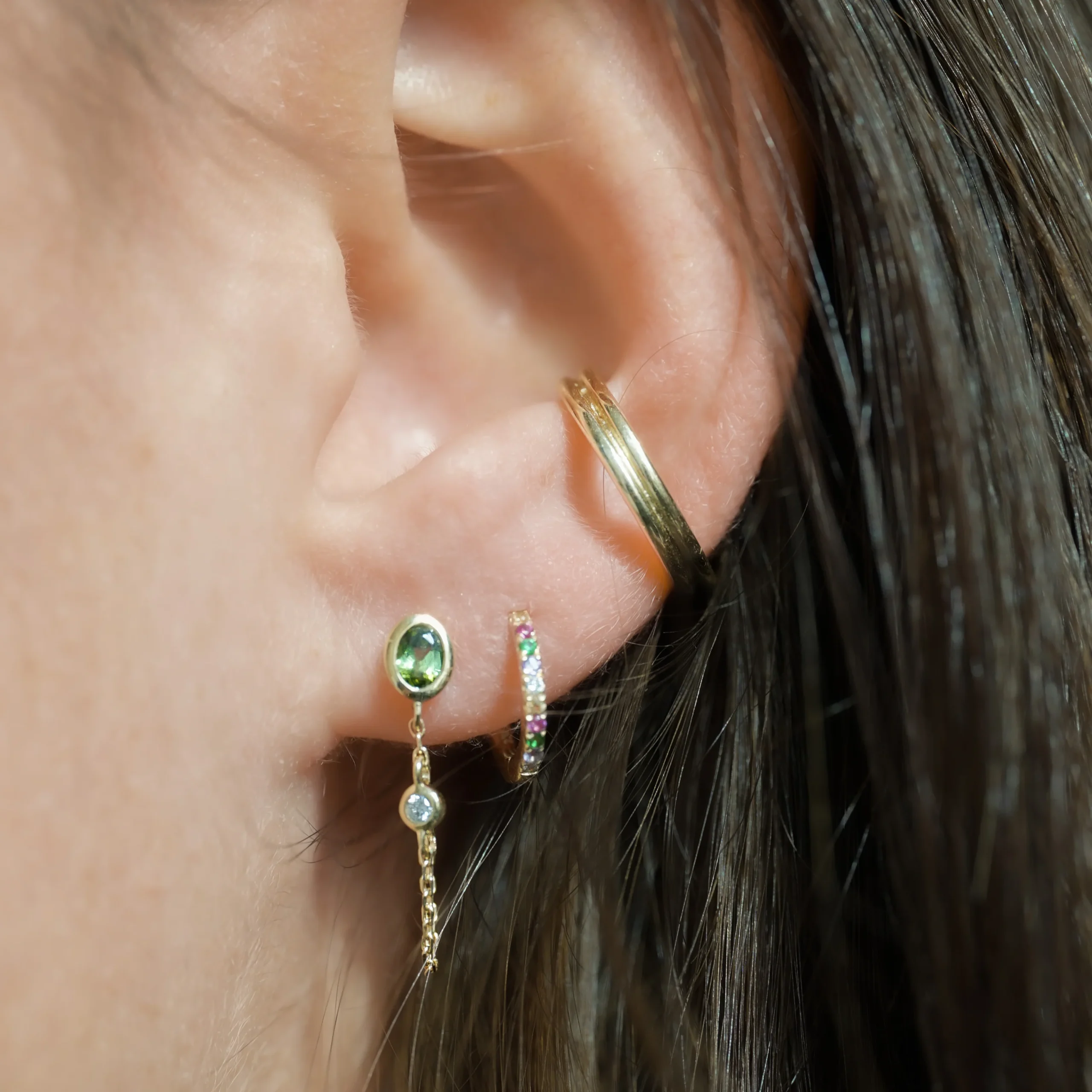 Boucle d'oreille Chaîne Verte Valentine – Image 2