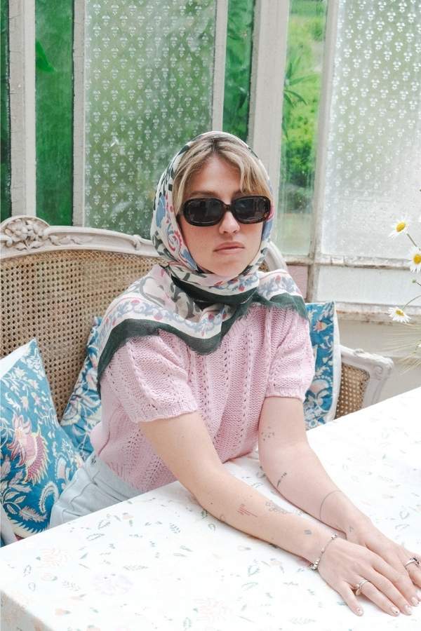 Foulard Marie-Antoinette vert LS – Image 3