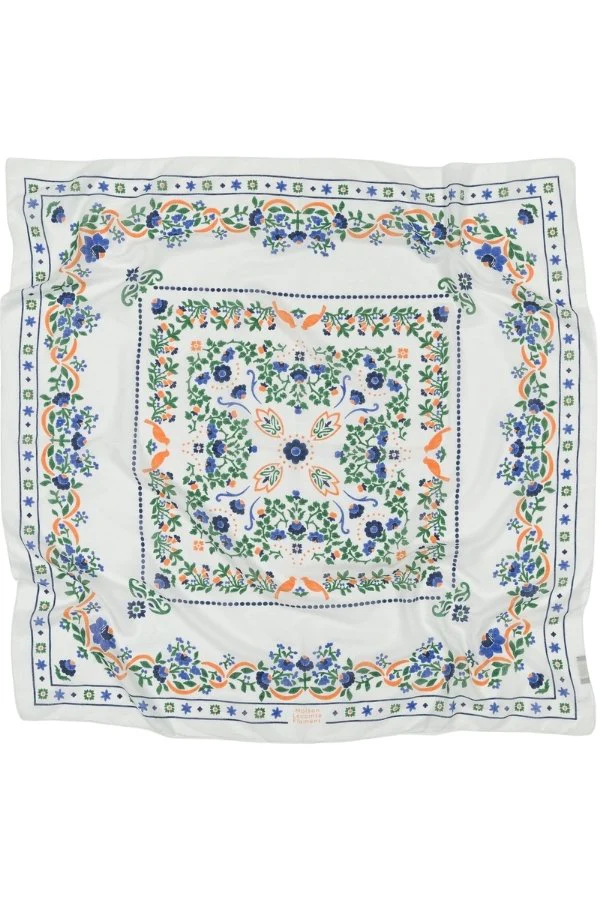 Foulard Secret garden blanc coton – Image 2